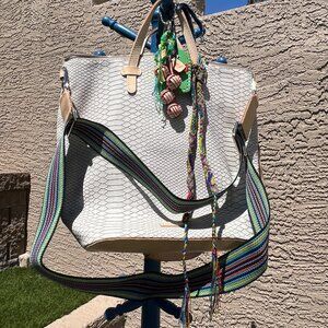 Consuela Thunderbird Snake Print Embossed Sling Crossbody Tote Bag